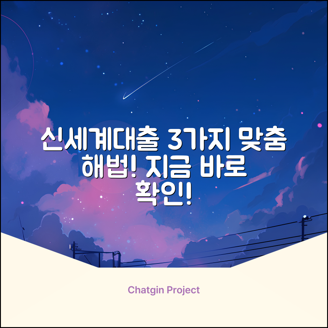 신세계대출, 3가지 맞춤 해법으로!