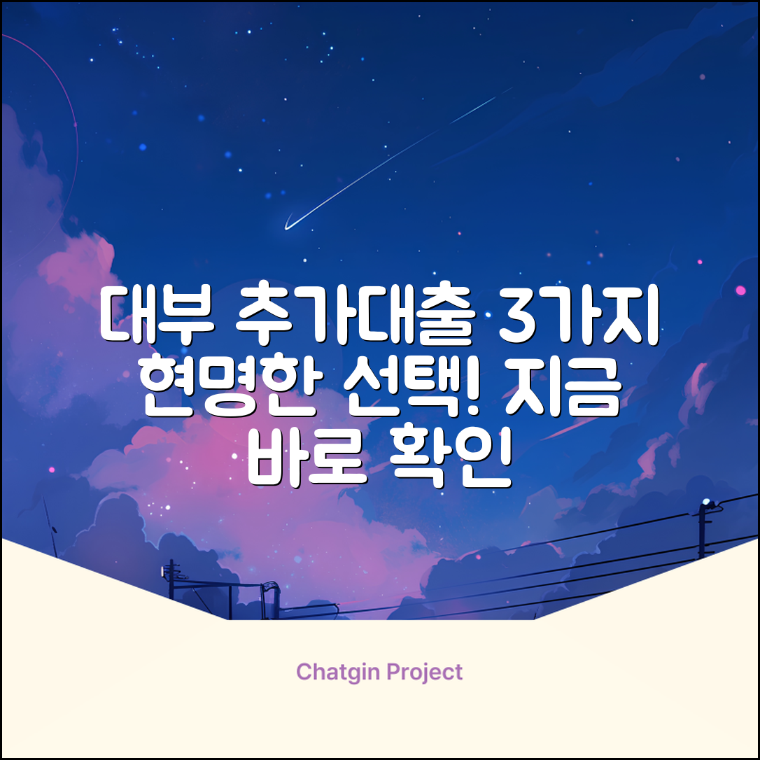 대부, 추가대출 3가지 현명한 선택
