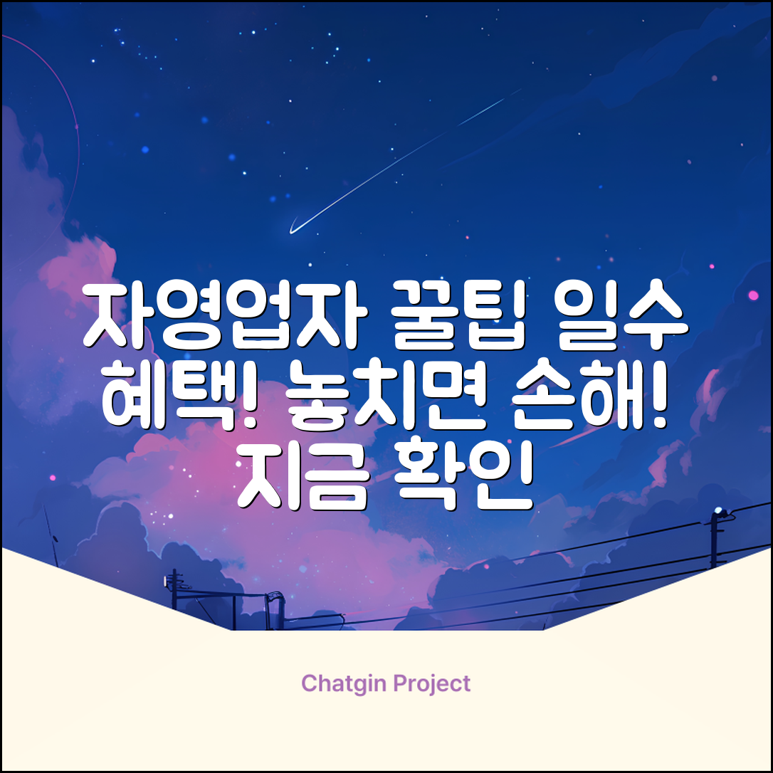 자영업자일수, 놀라운 혜택! 놓치면 손해!